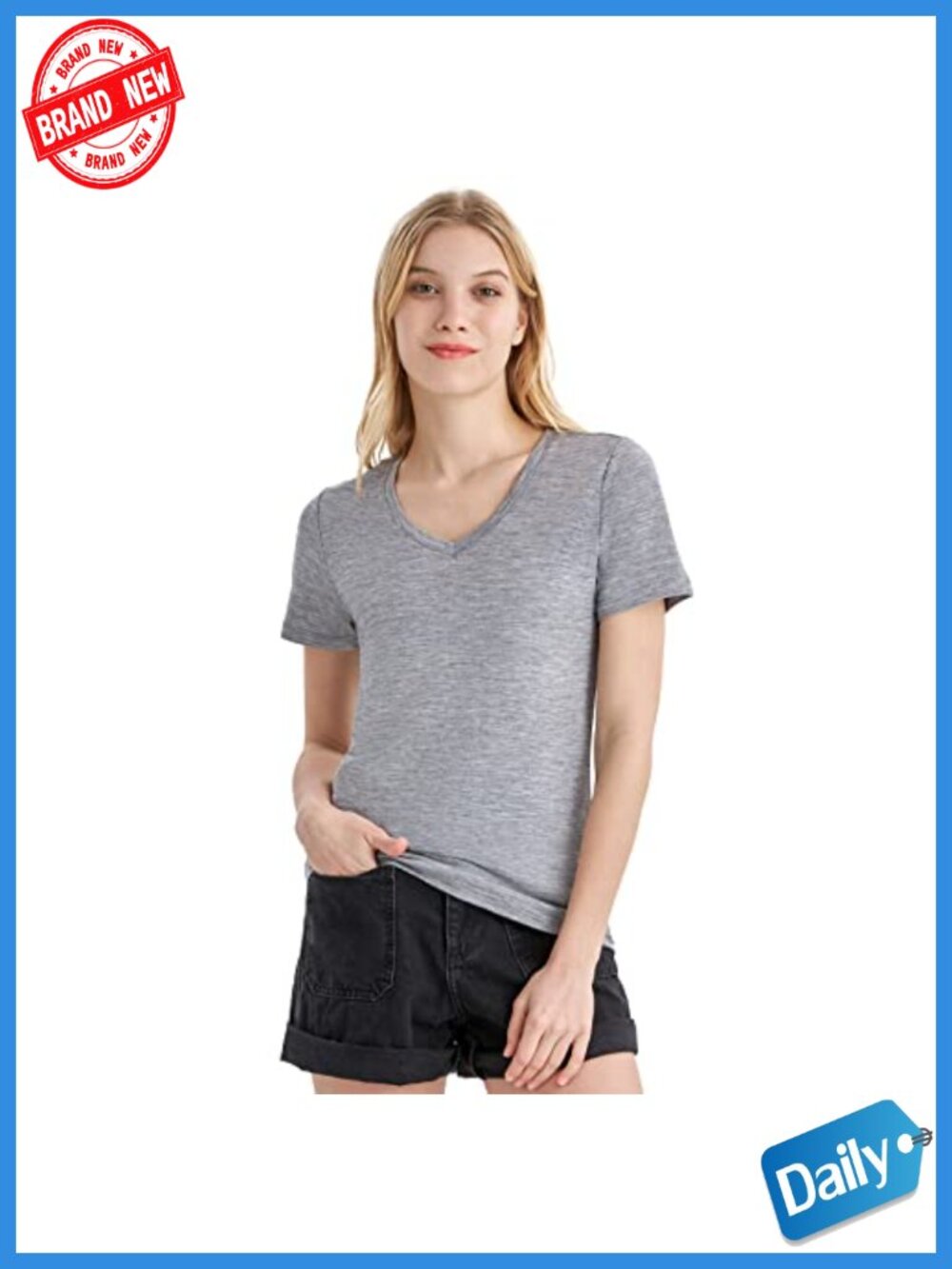 V Neck T-Shirt, Short Sleeve Base Layer for Hiking, Odor Resistant